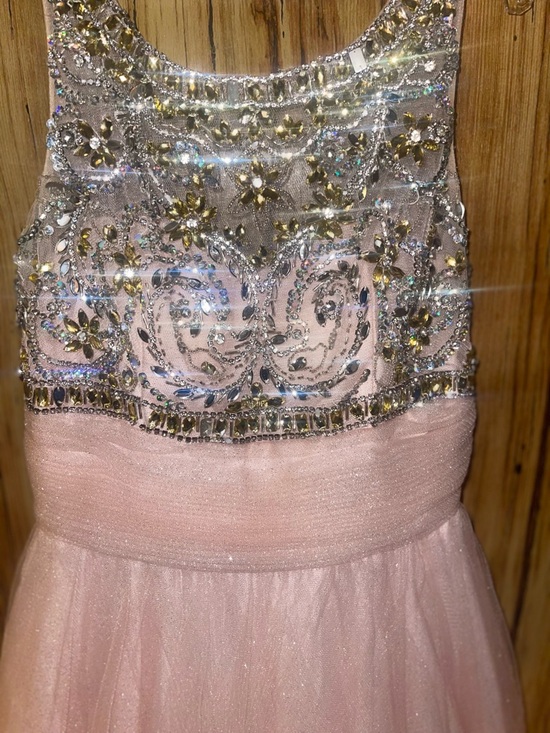 Blush Pink Beaded Prom Dress Size 4 Sparkly Tulle Princess Formal Gown Sudio 17 - Picture 3 of 6